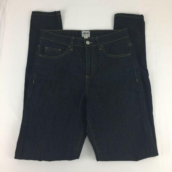 Asos Dark Blue 5 Pocket Design Skinny Leg Jeans 8 - Picture 1 of 9